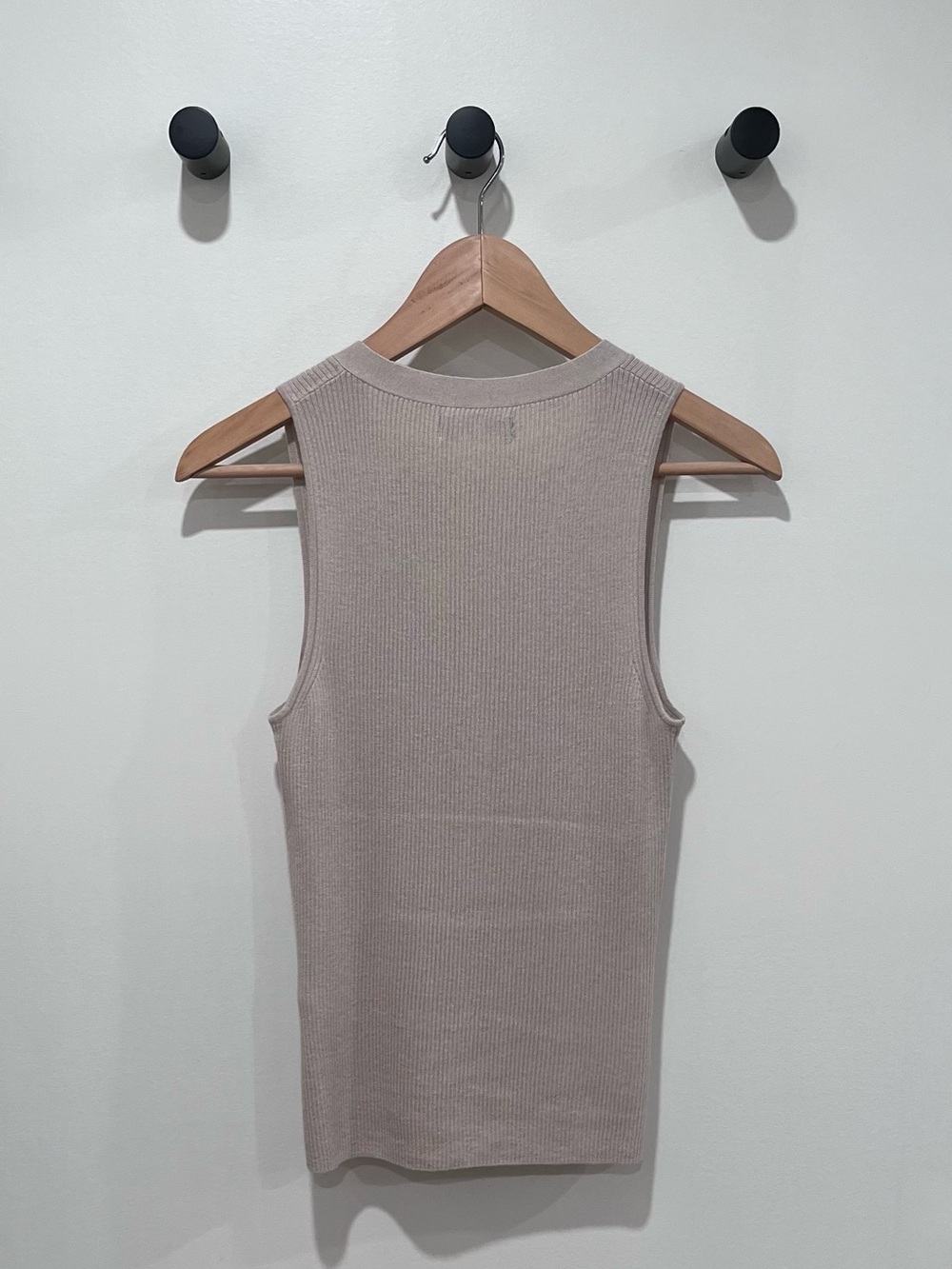 NAADAM Taupe Ribbed V-Neck Button Tank - Picture 3 of 4